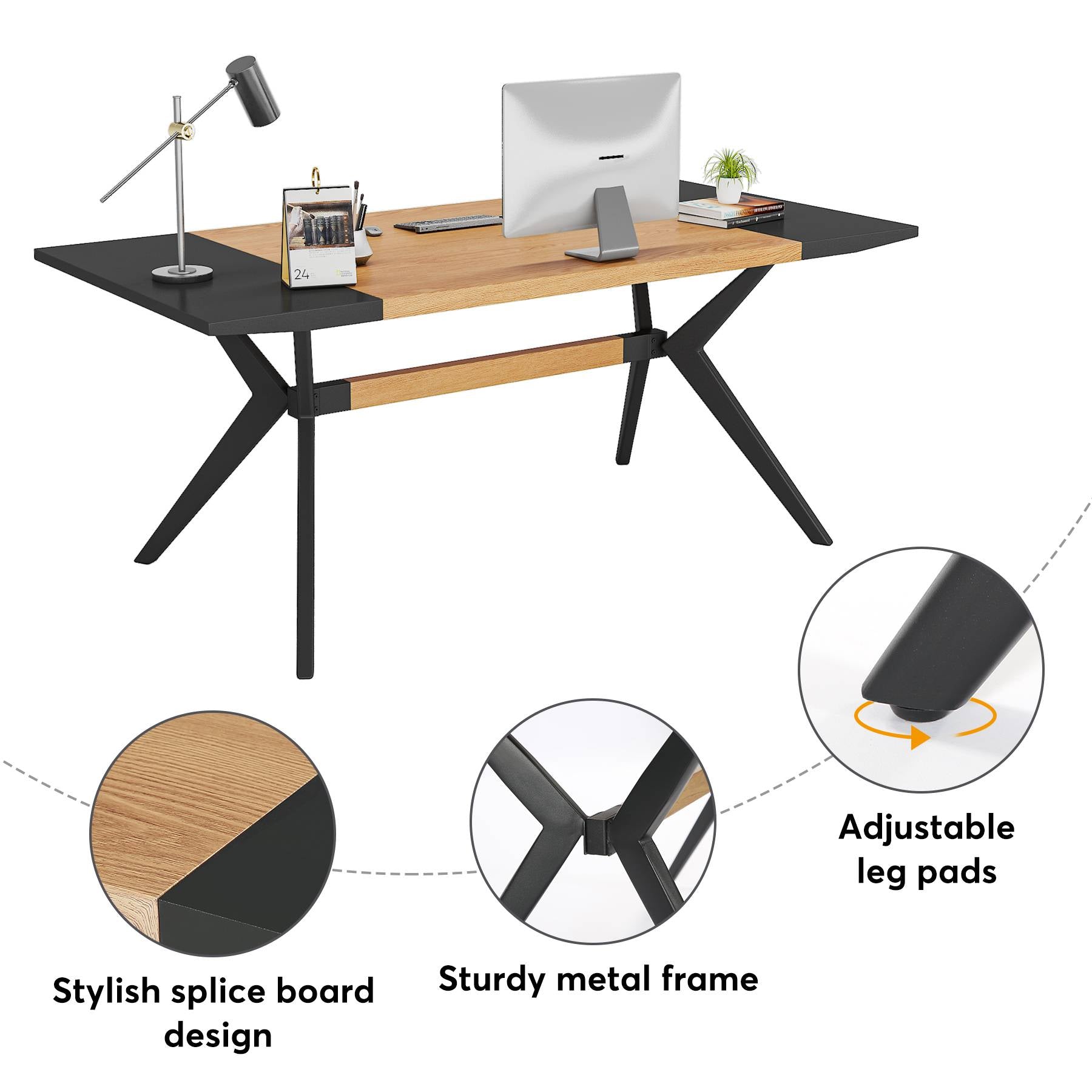 Tribesigns Executive Desk, 63" Computer Office Desk with X-Shape Frame Tribesigns